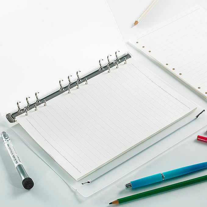 90 Sheets Lined Planner Refill Paper, 255x180mm, 9 Holes Inserts Paper B5 Loose Leaf Notebook Insert for Filofax Bullet Journals Diary