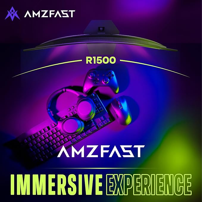 Amzfast 27 inch 240Hz Curved Gaming Monitor, FHD 1080P Monitor Gaming with Upgraded Built-in Speakers, MPRT 1ms with Fast VA Panel | 130% sRGB, 4000:1,1500R | 12 Months Warranty Exchange