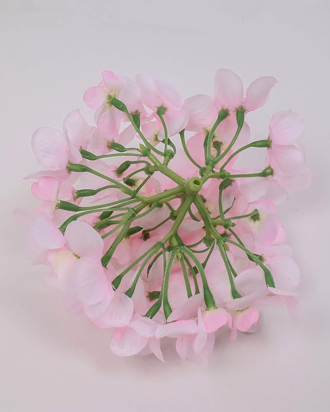 10PCS Silk Hydrangea Heads with Stems Artificial Flowers for Wedding Party Home Decor (Pink 2#)