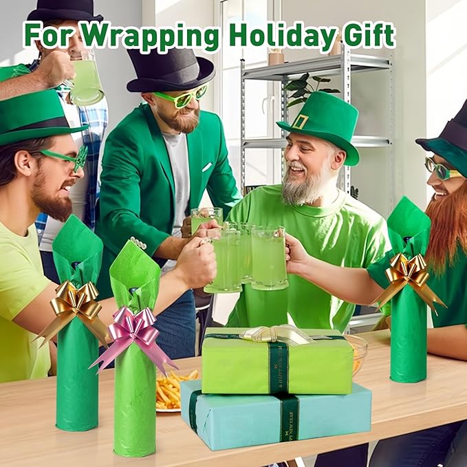 TUXIYA 200 Sheets Green Tissue Papers for Gift Bags,14 X 20Inch Mixed Green Wrapping Tissue Paper Bulk for St. Patrick’s Day,Birthday Party Flower Decoration, Colored Tissue Paper Bulk for Packaging