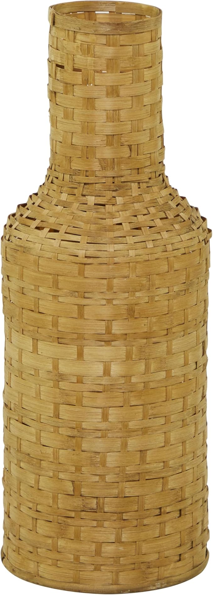 Deco 79 Bamboo Wood Decorative Vase Tall Woven Floor Centerpiece Vase, Vase for Home Decoration 8" x 8" x 22", Brown