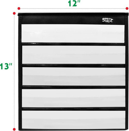 Black Tabletop Pocket Chart - Double-Sided Self-Standing Design with 20 Dry Erase Cards | 13” X 12”