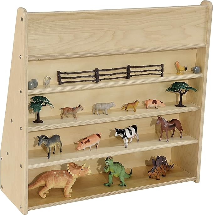 Contender Book Display for Daycare, Classroom, Preschool, Kids Single-Side Bookcase Stand, 5 Shelf Book Display with Rear Storage, 30-inch Width, Ready-to-Assemble, Made in USA