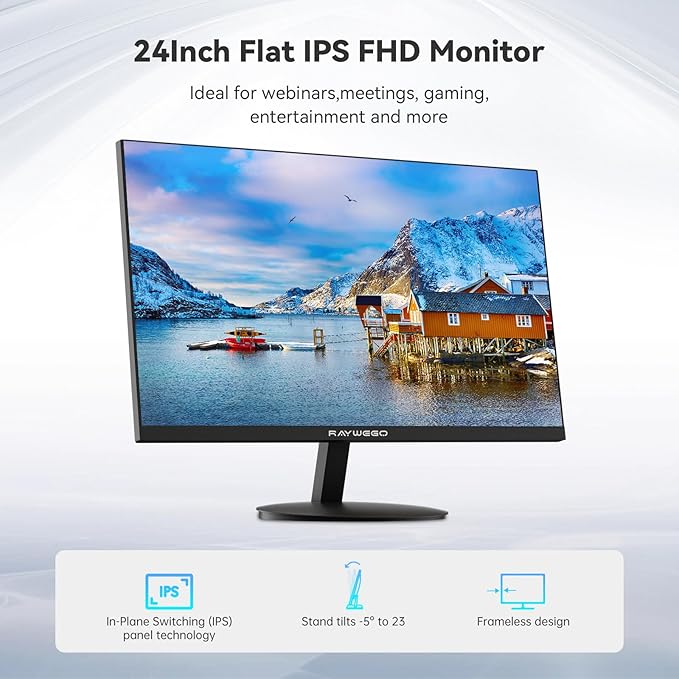 24-inch Flat Gaming Computer Monitor IPS FHD(1920×1080P), 99% sRGB,1ms Response Time, 250cd/m²,AMD Freesync, Crosshair & Eye-Care Tech,Low Blue Light,HDMI×2,Supports Wall-Mounted