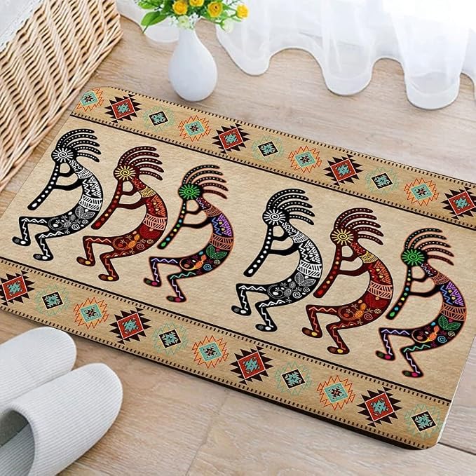 DYNH Southwest Bathroom Rugs, Native American Aztec Bath Mat, Southwestern Navajo Abstract Retro Tribal Geometric Boho Bathroom Mat Bath Rugs,17X29Inches