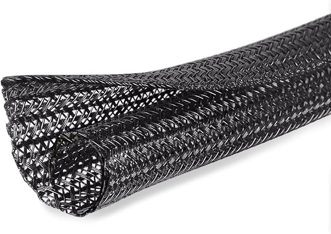 10ft - 3/4 inch Cable Protector Sleeve Split Wire Loom Tubing for Power, Audio, USB, Cord Management for TV, Computer, Protection from Pets Chewing, Black