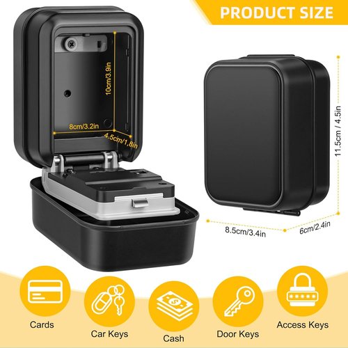 Lock Box for Keys - 4-Digit Resettable Combination | Large Capacity for Home, Apartment, Office