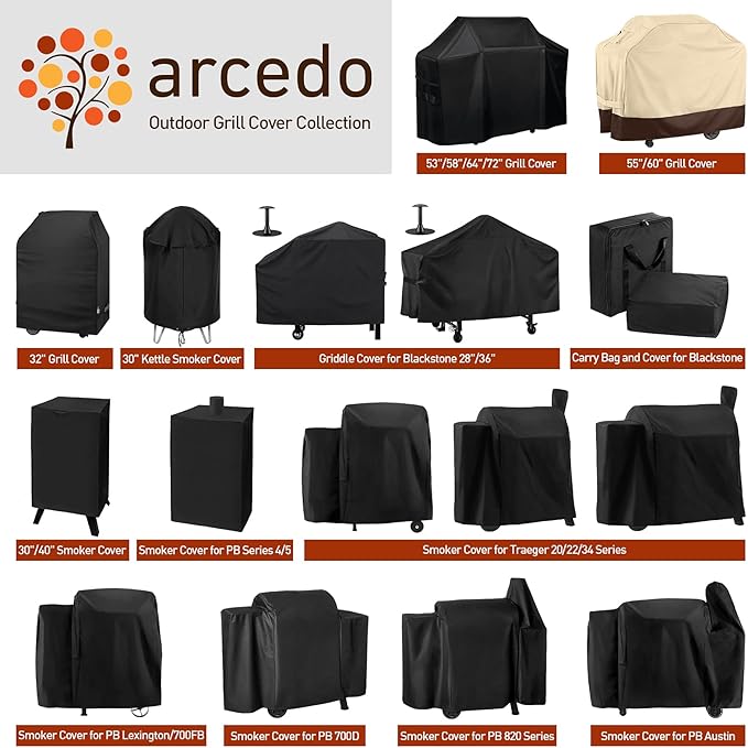 Arcedo Grill Cover Compatible with Pit Boss 440D, PB440d2, Rancher 700, 700D, 700S, 700SC, Camp Chef, Heavy Duty Waterproof Outdoor BBQ Smoker Wood Pellet Grill Cover