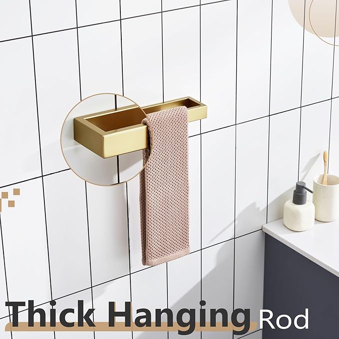 KOKOSIRI Towel Ring Brushed Gold Hand Towel Holder 9 Inch Kitchen Towel Hanger Rack Stainless Steel Bathroom Hardware Wall Mounted, 1 Pack B4008BG-L9