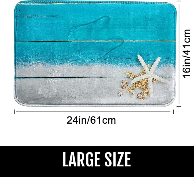 Britimes Bath Mat for Bathroom Beach Starfish Sea Washable Floor Rug Carpets Floor Mat Bathroom Decorations 16x24 inches for Kitchen Bedroom Indoor