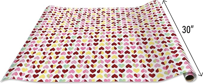 Jillson Roberts Gift Wrap, Sparkling Hearts (8 Rolls 5 feet x 30 inches)