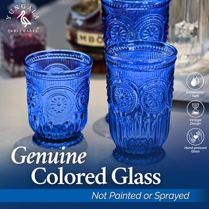 Cobalt Blue Highball Glasses set of 6 tall drinking glasses for tablesetting with cobalt blue glassware dishwasher friendly made without lead