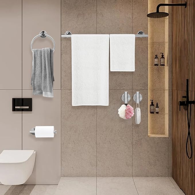 Brushed Nickel Bathroom Hardware Accessories Set 5 Piece, Stainless Steel Bath Towel Bar Set 24 Inch,Toilet Paper Holder,Towel Ring Holder,Towel Rack Set, Brushed Nickel