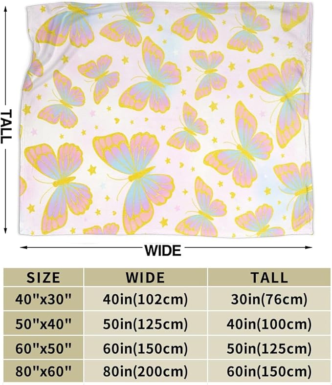 Butterfly Blanket for Women Butterflies Throw Blanket Soft Cozy Fleece Fuzzy Stuffed Plush Flannel Animal Gifts for Girls Kids Adults 50"X60"