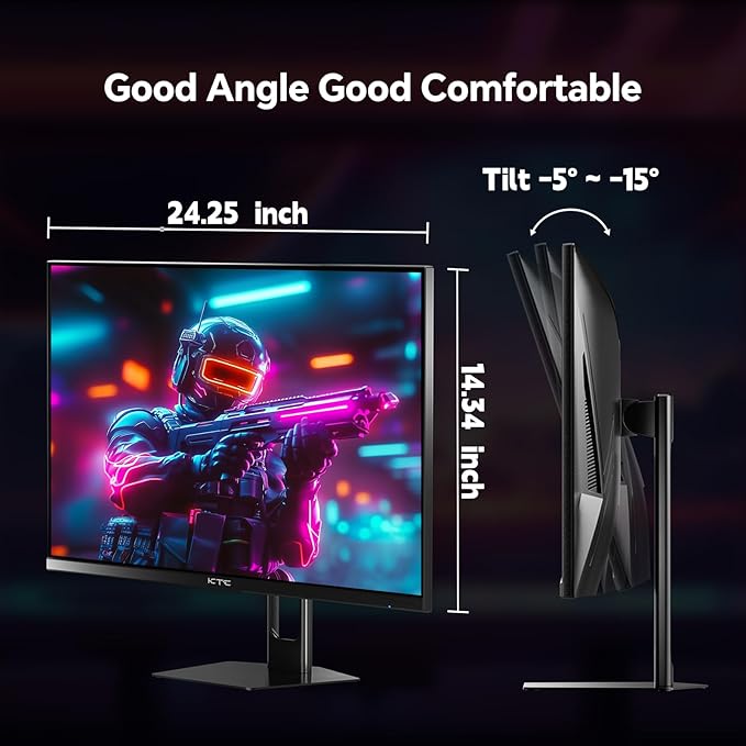 KTC 27 Inch Gaming Monitor 180Hz, Full HD 1920x1080 Fast IPS Computer Monitor, DP 1.4 & HDMI 2.0 Ports 1Ms FreeSync Frameless PC Gamer Monitor, HDR, VESA Mount, H27F22