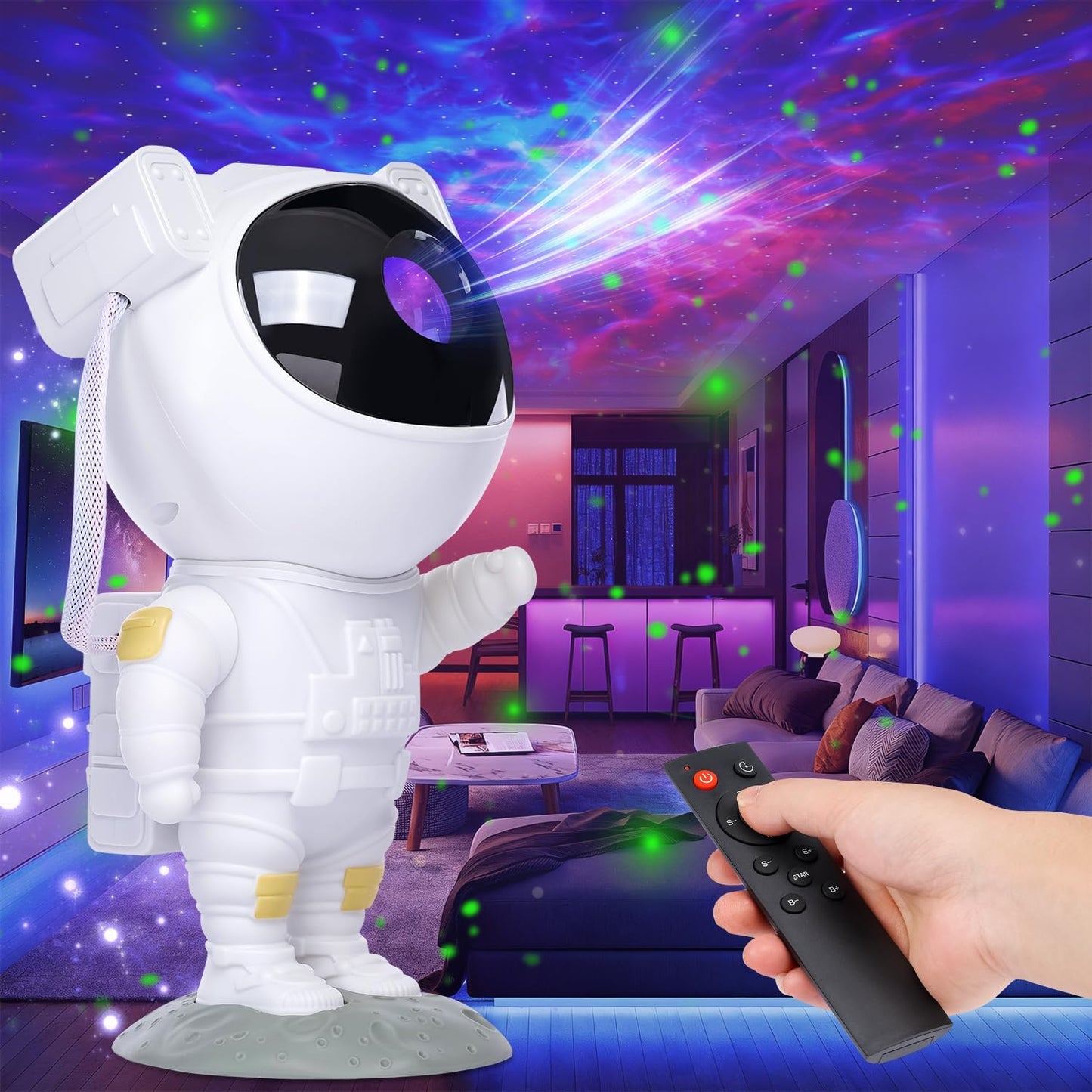 Skiennix Star Projector - Astronaut Galaxy Night Light with Timer & Remote | LED Ceiling Lamp for Kids