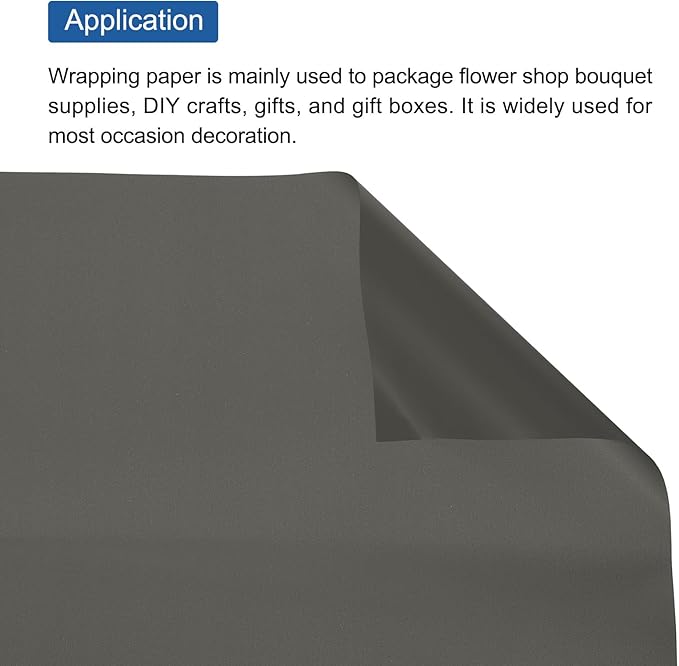 MECCANIXITY Flower Wrapping Fog Paper 22.8x22.8 Inch Waterproof Matte Floral Wrapping Paper for DIY Crafts, Gift/Gift Box Packaging Dark Gray 20 Pcs
