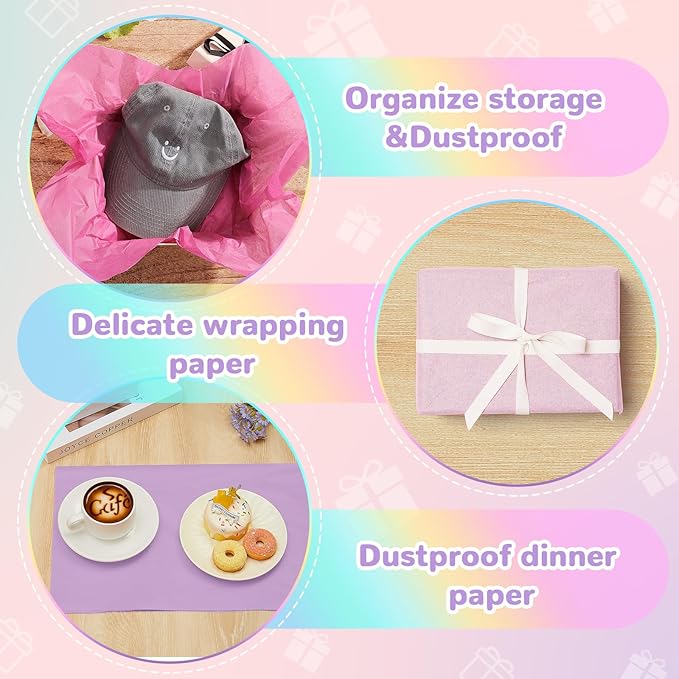 Qilery 500 Sheets Rainbow Pastel Tissue Paper Bulk for Gift Bags 15 x 20 Inch Acid Free Macaron Packaging Wrapping Decoupage Paper Sheets for Christmas Wedding Decoration DIY Flowers, Pom Poms, Crafts