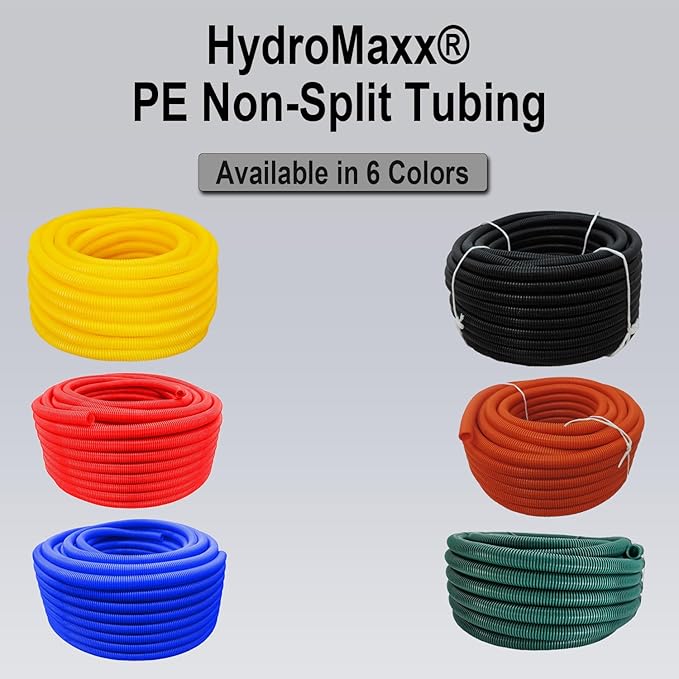 Flexible Polyethylene HDPE Non-Split Corrugated Wire Loom Tubing (Black, 1/2" Dia. x 100 ft)