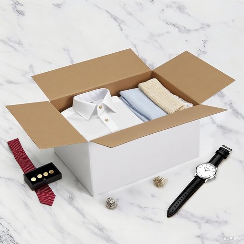 EXYGLO 15 Pack Shipping Boxes - 12x9x6 White Corrugated Cardboard for Packaging & Moving
