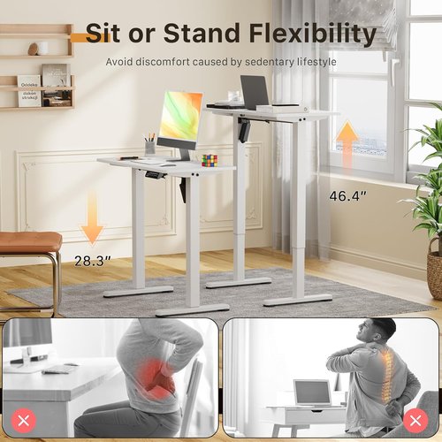 JOY Worker Electric Standing Desk - Height Adjustable Sit to Stand Workstation, 31.5" x 15.75", White