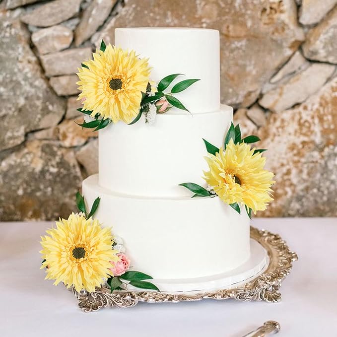 12pcs Yellow Gerbera Daisy Artificial Flowers Realistic Faux Daisies Fake Daisy Flowers for Vase Table Centerpiece Home Wedding Party Garden Decoration(Yellow)