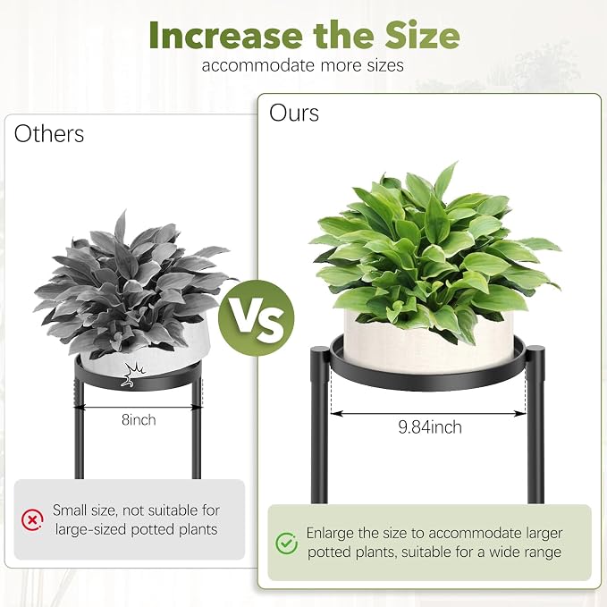 3 Tier Corner Plant Stand Indoor Outdoor, Metal Plant Shelf with 10 Inch Wide Tray,Flower Pot Display Holder Iron Rack Organizer Stand for Living Room Office Garden Patio Balcony Black