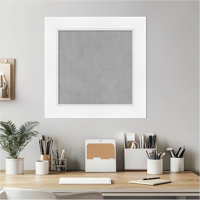 Amanti Art White Framed Magnetic Board 21x21 Small Vision Board for use with Magnets, 100% Metal Sheet to Display Items as Office Decor or for Home Organization in mudroom, Kitchen or Kids Room
