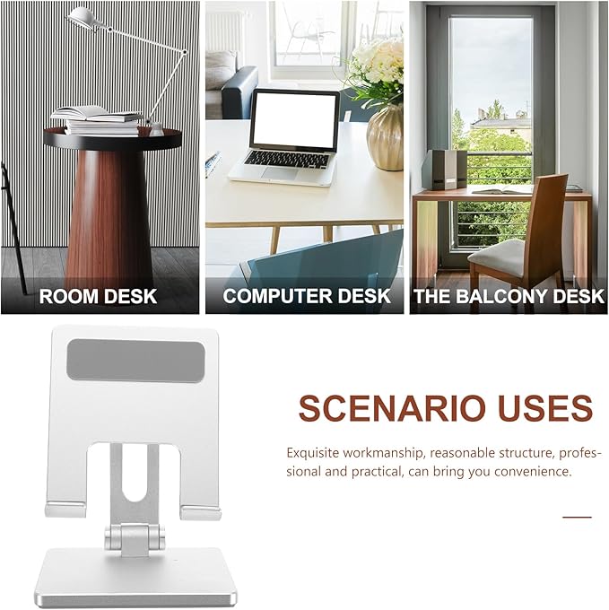 MERRYHAPY Foldable Aluminum Alloy Tablet Stand Desktop Holder Adjustable Multi-Angle Solid Tablet Desk Mount Compatible with Ipad and for Home and Office Use