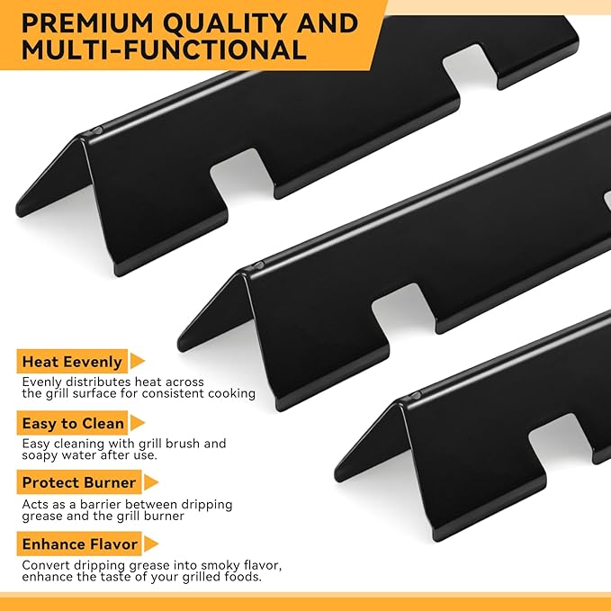 15.3 Inch Flavorizer Bars for Weber Spirit I & II 200 Gas Grills with Front-mounted Knobs, for Spirit E210 S210 E220 S220, Porcelain-enameled Steel, 3 PCS, for Weber Spirit Grill Parts 7635