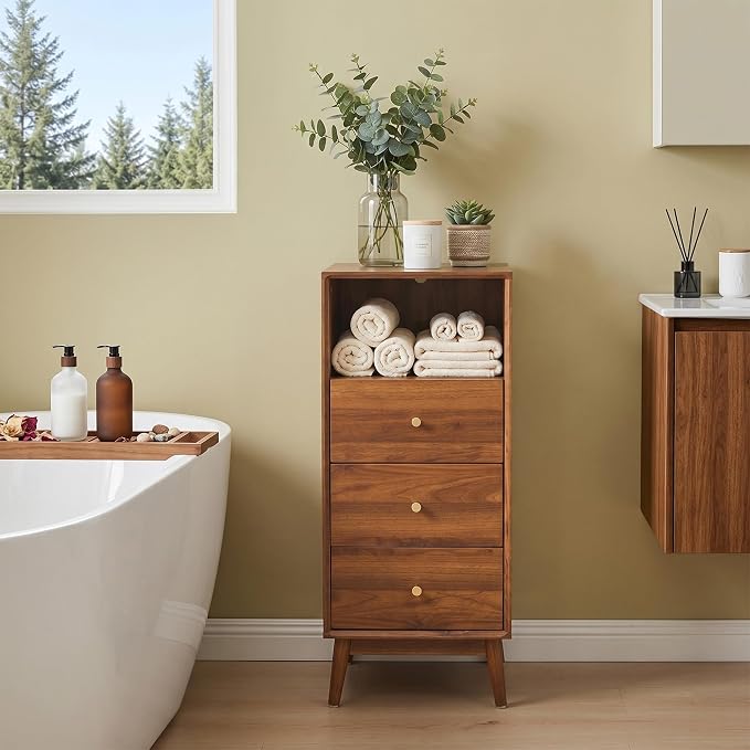 Bifins Tall Bathroom Cabinet with 3 Drawers, 37.6 Inch Narrow Bathroom Storage Tower for Bathroom Living Room Laundry