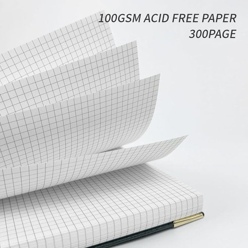 Graph Paper Spiral Journal by [Brand Name] - 300 Pages A4 Hardcover | 100GSM Thick Graphing Paper in Sage Green for School, Office, and Study