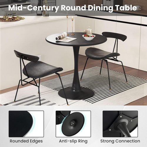Giantex Modern Black Round Dining Table - 32" Tulip Design with Thickened Top & Sturdy Metal Base | Ideal for Small Spaces