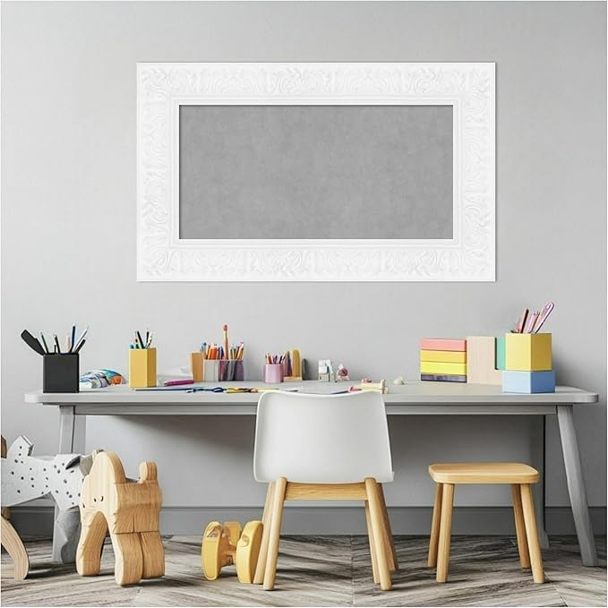 Amanti Art White Framed Magnetic Board 19x31 Small Vision Board for use with Magnets, 100% Metal Sheet to Display Items as Office Decor or for Home Organization in mudroom, Kitchen or Kids Room