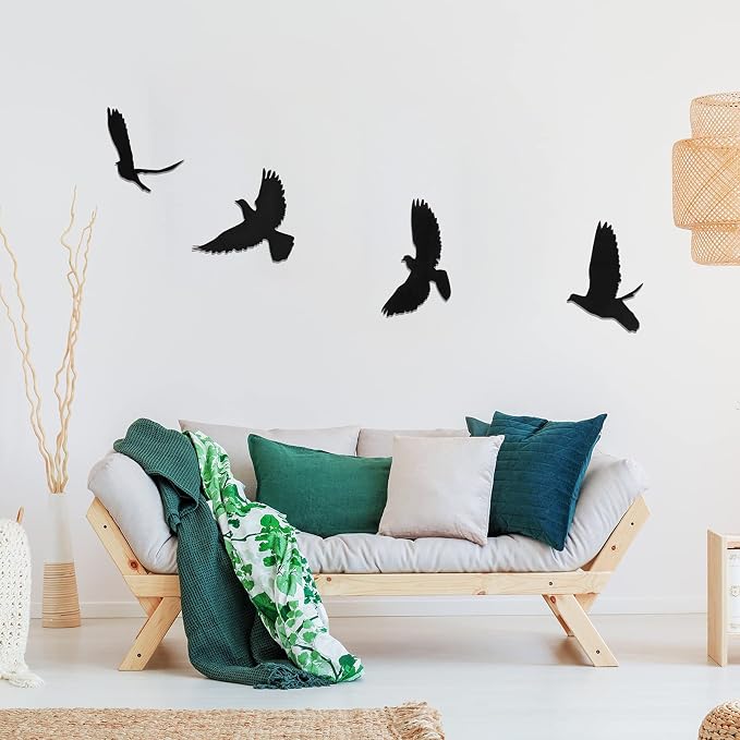 Blulu 4 Pieces Wooden Bird Wall Decor Flying Bird Sculptures Wall Art Decor Silhouette Art Wooden sign for Home Living Room Bedroom Kitchen Hanging Decoration, 4 Size