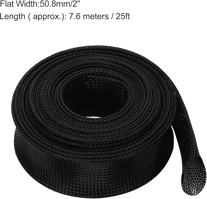 uxcell Expandable Sleeving, 2-inch 25ft Cable Sleeve, Black