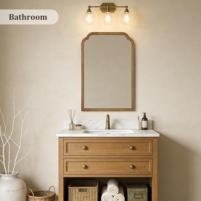 WallBeyond 24" x 36" Natural Wood Mirror for Wall Mounted, Rustic Wood Frame Wall Mirrors Decorative for Living Room or Bathroom Mirror (Natural Color)