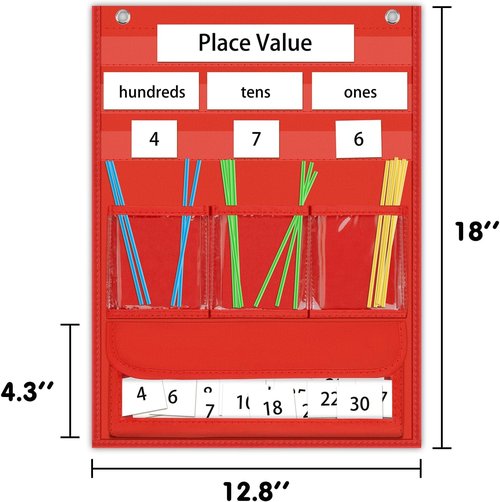Counting Caddie | Place Value Pocket Chart for Kindergarten - 210 Straws & 30 Number Cards Included