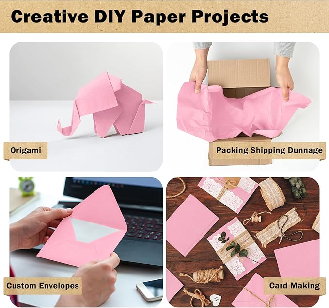 RUSPEPA Kraft Paper Roll - 17.5 inches x 32.8 feet - Recyclable Paper Perfect for Wrapping, Craft, Packing, Floor Covering, Dunnage, Parcel, Table Runner, Pink