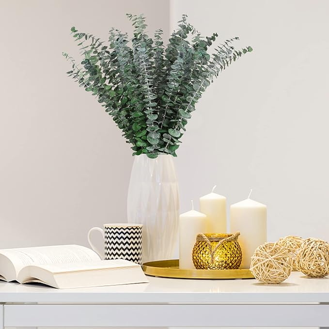 Real Dried Eucalyptus Stems, 20PCS Preserved Eucalyptus Plant 17inch Fresh Eucalyptus Greenery Plant for Vase Home Shower Wedding Festival Home Decoration