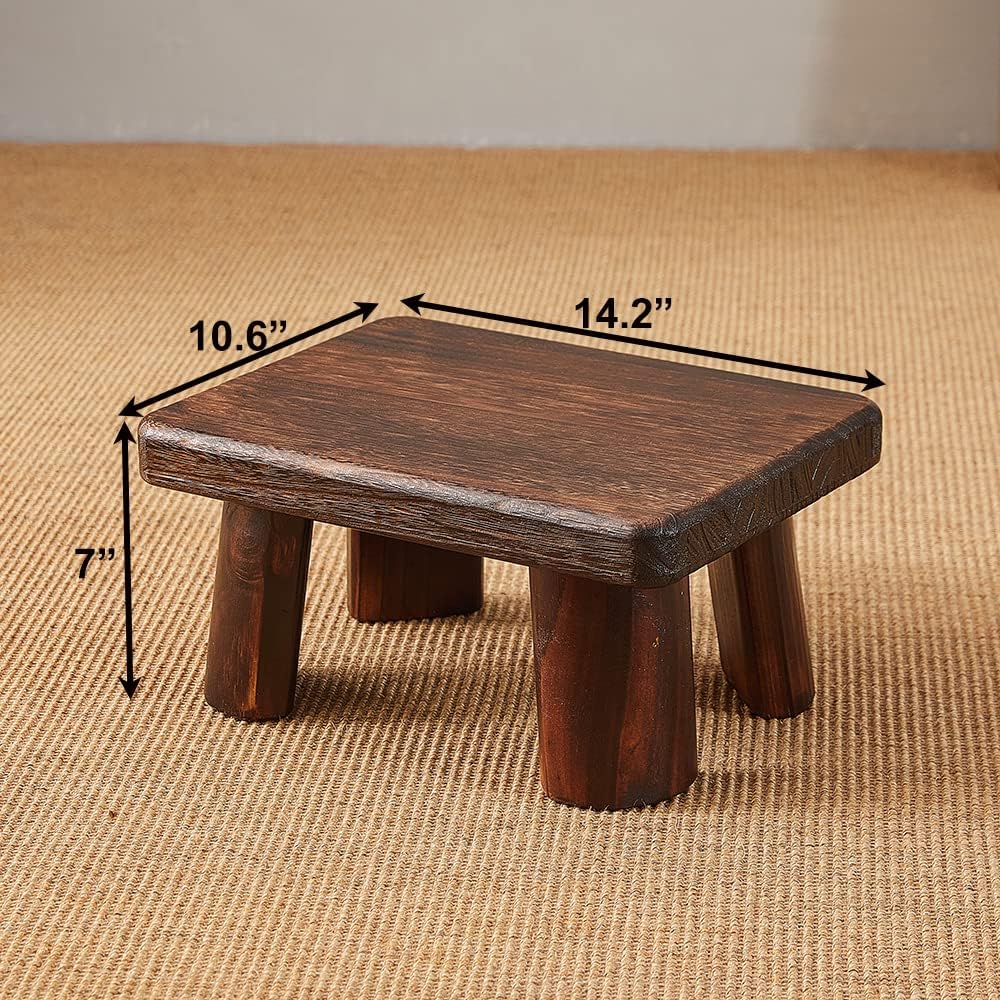 Skiennix Wooden Stool - Rectangular Bedside Step Stool for Kitchen & Bathroom | Supports Up to 500 LBS