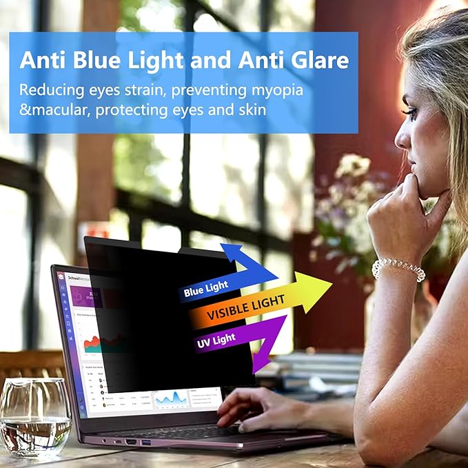 ZOEGAA Magnetic 13.3 Inch Laptop Privacy Screen Filter, for Removable & Reusable 16:10 Widescreen Display Laptop Privacy Screen 13.3 inch and Anti-Spy Anti-Blue Light Anti-Glare Protector