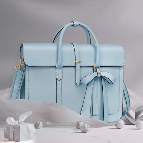 MOSISO Laptop Bag - Stylish 15-15.6 Inch PU Leather Convertible Backpack & Messenger Bag | Air Blue