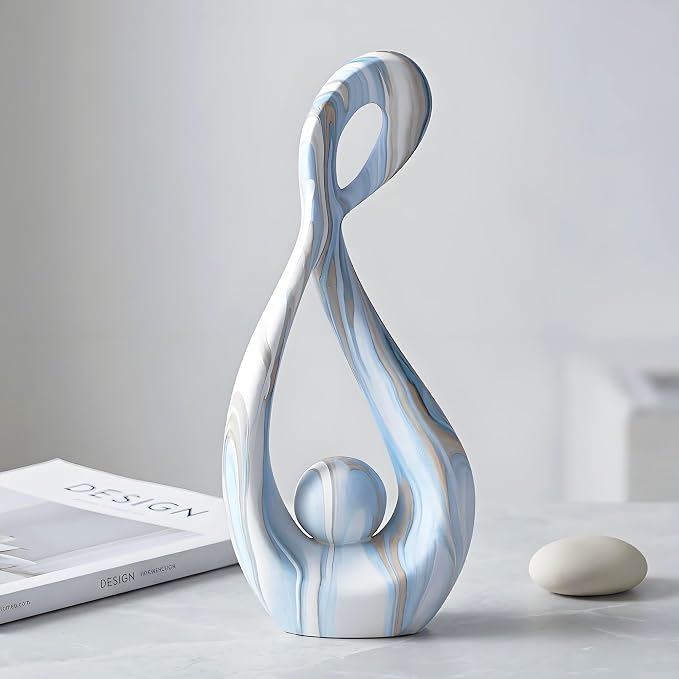 Blue Table Decor Sculptures Home Decor, Ceramic Statue Living Room Decoration, Abstract Art Sculpture Table Centerpieces, Modern Shelf Entryway Coffee Table Decor