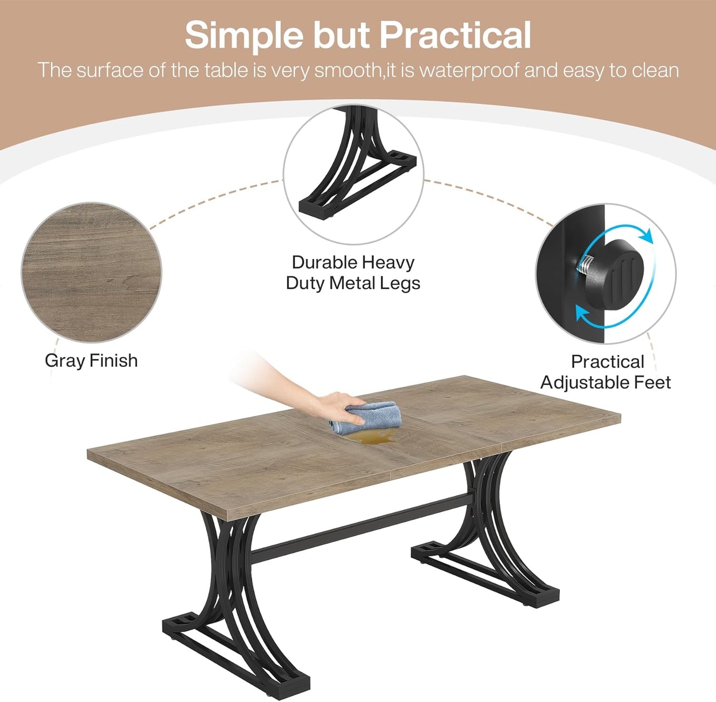 Tribesigns 5FT Modern Conference Table - Durable Metal Frame for 4 to 6 People | Office Meeting Room