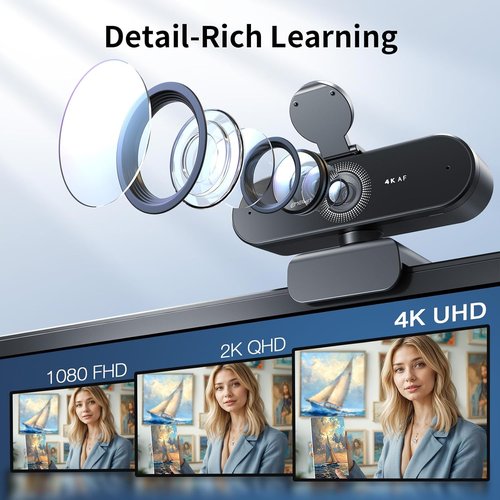 EMEET NOVA 4K Webcam - 4K UHD Resolution, Adjustable Height, 360° Swivel, Dual Noise-Cancelling Mics | Perfect for Online Meetings & Live Streaming
