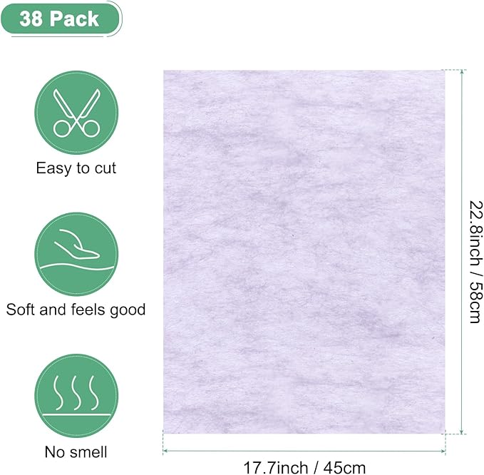 M METERXITY 38-Sheet Korean Cotton Wrapping Flower Paper, 22.8x17.7 Inch/ 58x45cm Waterproof Floral Wrapping Cotton Paper for Bouquets/Gift Packaging [Light Purple]