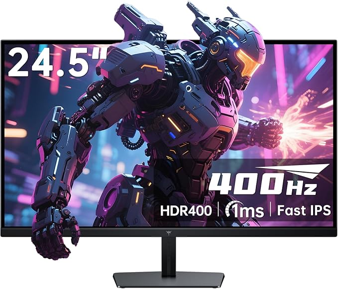 KTC 24.5 inch 400Hz 240Hz Gaming Monitor | Fast IPS 1ms | FHD 1080P Monitor | HDR 400 128% sRGB | HDMI x2, DP x2 |Tilt Adjustability Silver-Gray VESA 360Hz Monitors H25X7