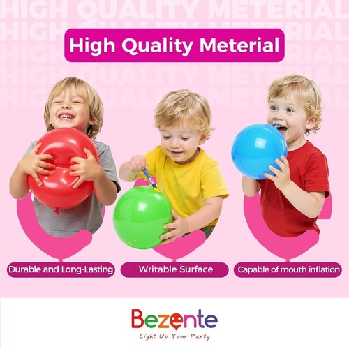 Bezente 100 Pack Rainbow Latex Balloons - 12 Inch Bright Color Helium Balloons for Parties
