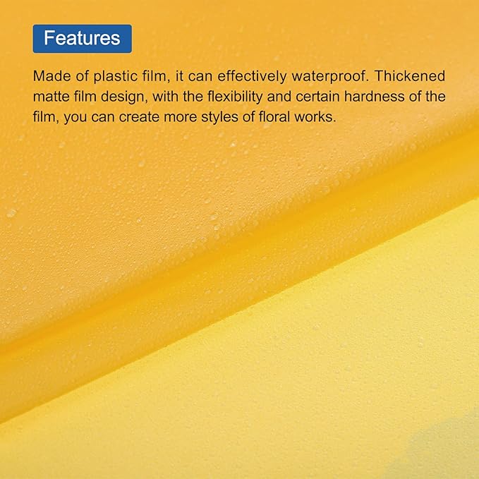 MECCANIXITY Flower Wrapping Fog Paper 22.8x22.8 Inch Waterproof Matte Floral Wrapping Paper for DIY Crafts, Gift/Gift Box Packaging Yellow 20 Pcs